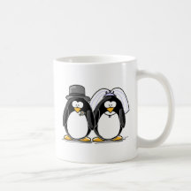 Pingouins de jeunes mariés tasse à café