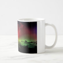 Pink Blossom Aurora Borealis Over A Rocky Mountain Coffee Mugs