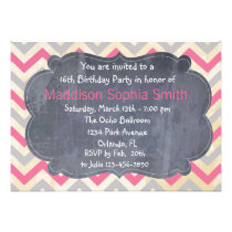 Pink Chevron Birthday Invites einladungen