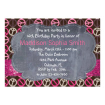Pink Sparkle Peace Birthday Invitations einladungen