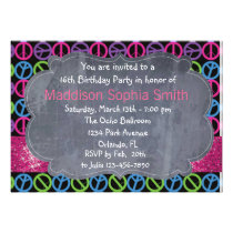 Pink Sparkle Peace Birthday Invites einladungen