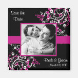Pinkfarbene und schwarze Save the Date Fotomagnete