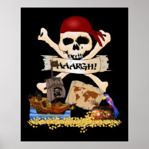 Piratenflagge, Piraten-Schiff u. der Kasten des Pi Posterdrucke