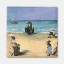Plage à Boulogne par Manet, impressionisme vintage Magnets Pour Réfrigérateur