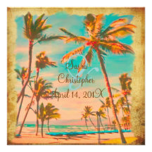 Plage vintage de PixDezines/Aloha/Luau/parchemin d Faire-parts