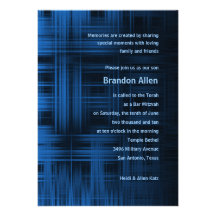 Plaid moderne bleu de Mitzvah de barre Invitations Personnalisables