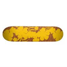 Planche à roulettes tropicale jaune de fleurs