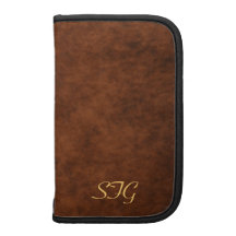 Planificateur quotidien de monogramme en cuir de B Agenda Folio