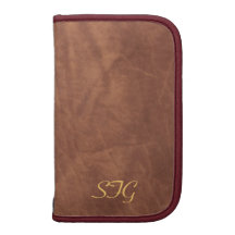 Planificateur quotidien du monogramme en cuir bron agendas folio