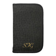 Planificateur quotidien du monogramme en cuir noir agendas