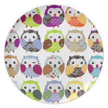 Plat coloré de hiboux assiettes