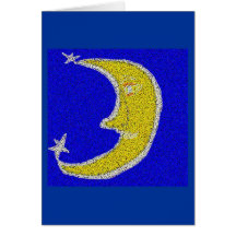 Pointilism Mond und Glittery Sterne Grußkarten