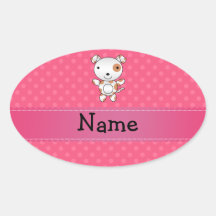 Pois nommé personnalisé de rose de chien autocollants ovales
