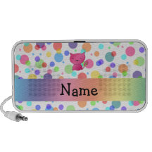 Pois rose nommé personnalisé d'arc-en-ciel de chat haut-parleur ordinateur portable
