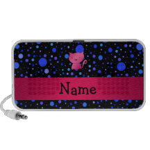 Pois rose nommé personnalisé de bleu de chat haut-parleur de voyage