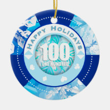 Poker-Chip-Verzierung des Schneeflocke-Poker-$100 Weihnachtsornament