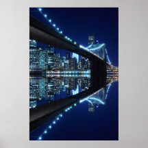 Pont de Brooklyn la nuit, New York City Posters
