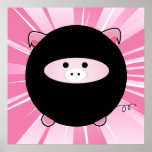 Porc de Ninja sur la copie rose d'affiche