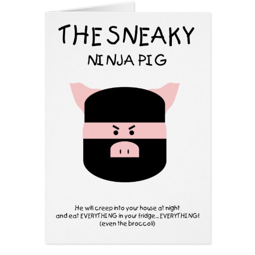 Porc sournois de Ninja Cartes De Vœux