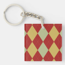 Porte - clé à motifs de losanges rouge, vert et ja porte-clefs