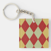Porte - clé à motifs de losanges rouge, vert et ja porte-clefs