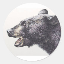 Portrait de côté d'ours noir adhésif rond