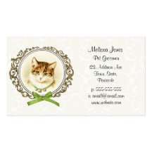 Portrait vintage doux de chat cartes de visite personnelles