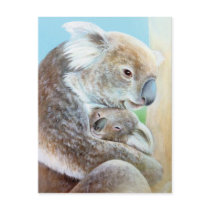 Porträt-Kunstpostkarte "der Koalaumarmung"