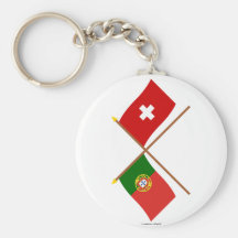 Portugal und die Schweiz gekreuzte Flaggen Schlüsselanhänger