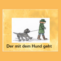 postkarte,hund,mann,leine,spaß postkarten