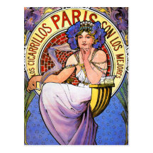Postkarte:  Mucha Illustration