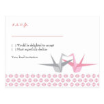 Pour Carrie : Grues d'origami (argent rose) RSVP Carte Postale