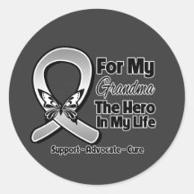 Pour mon héros ma grand-maman - cancer du cerveau adhésifs ronds