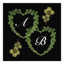 Pourpre blanc de SHAMROCK de COEURS de noir VERT d Invitations