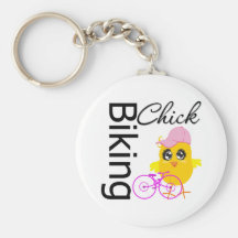 Poussin faisant du vélo porte-clefs