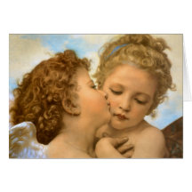Premier baiser par Bouguereau, anges victoriens vi Carte De Vœux