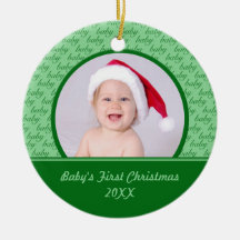 Premier ornement de Noël du bébé vert
