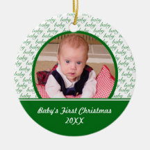Premier ornement de photo de Noël de bébé vert et 