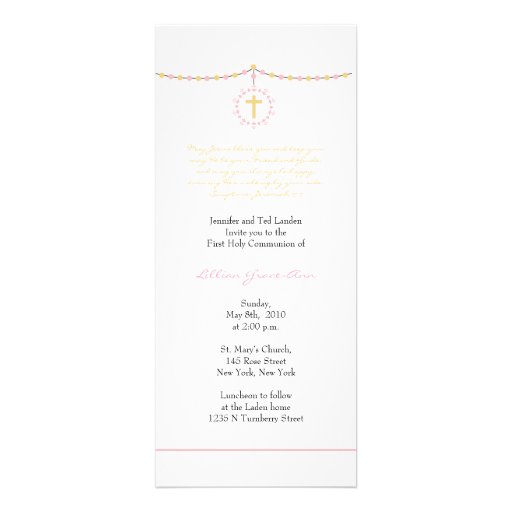 Première communion de fille invitation personnalisée