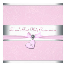 Première communion de remous de coeur de croix ros faire-parts