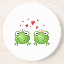 Prince de grenouille et princesse de grenouille, a dessous de verre