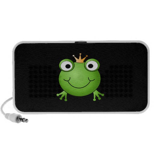 Prince de grenouille. Grenouille de sourire avec u Haut-parleurs De Voyage