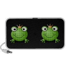 Prince de grenouille. Grenouille de sourire avec u Haut-parleurs De Voyage