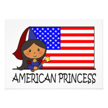 Princesse américaine mignonne Flag de clipart (ima Invitations Personnalisées