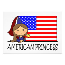 Princesse américaine mignonne Flag de clipart (ima Faire-parts