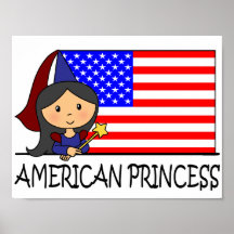 Princesse américaine mignonne Flag de clipart (ima Affiche