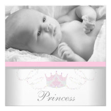 Princesse grise rose Birth Announcements de filles Invitation Personnalisable