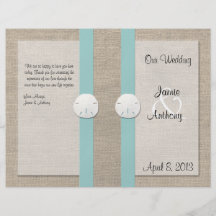 Programme de mariage de plage du dollar de sable - tract customisé