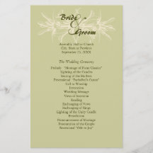 Programme floral olive antique de mariage prospectus personnalisés