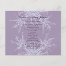 Programme floral pourpre poussiéreux de mariage tract